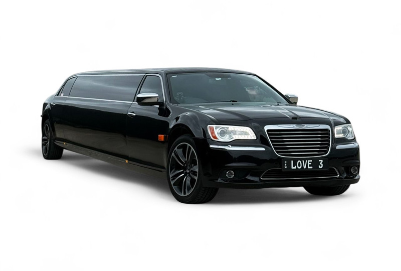 BLACK CHRYSLER 300 SUPER STRETCH LIMO MIDDLE JET DOOR